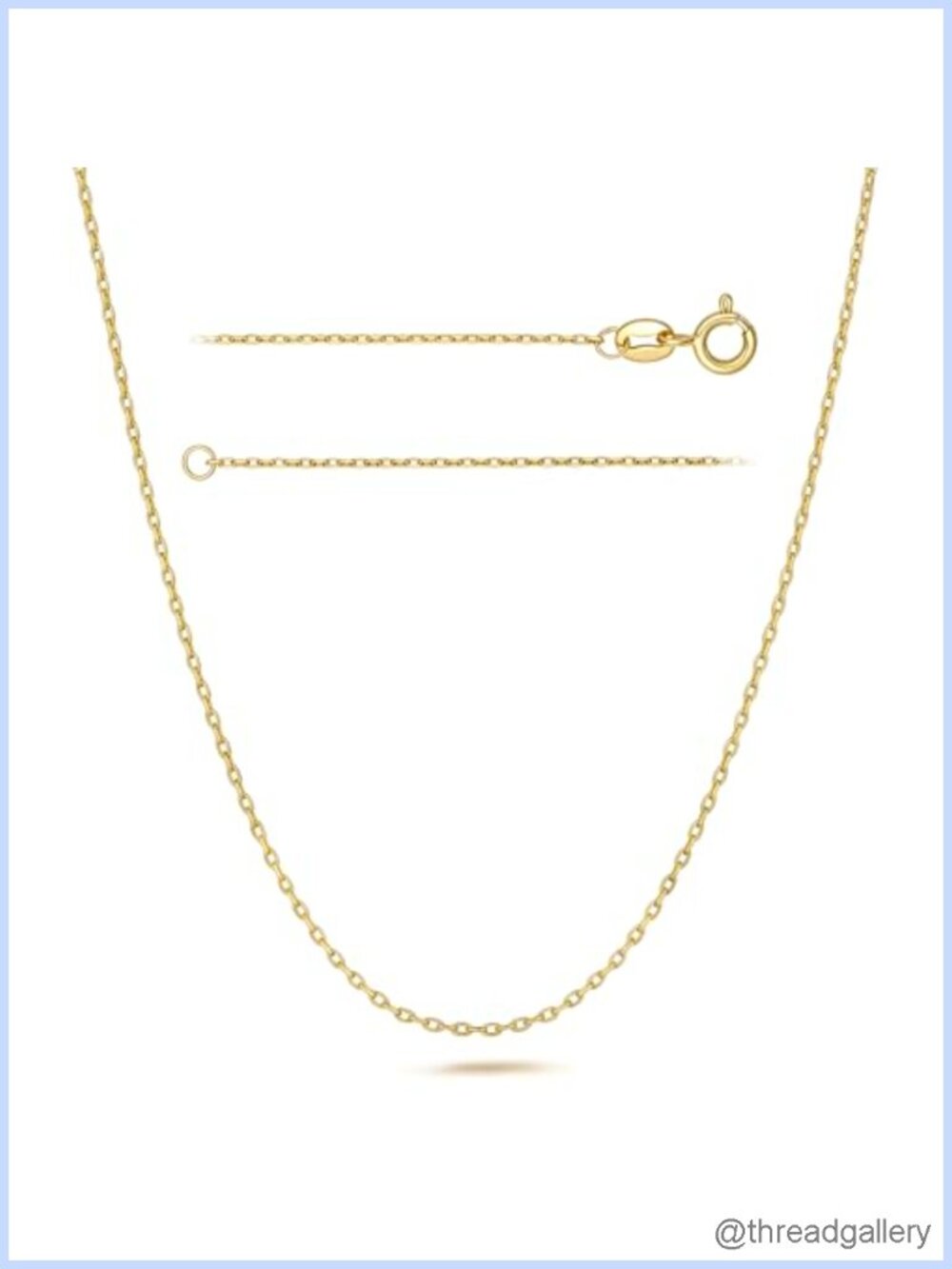 14K Gold Plated Cable Chain Necklace 18in Spring Clasp Layering